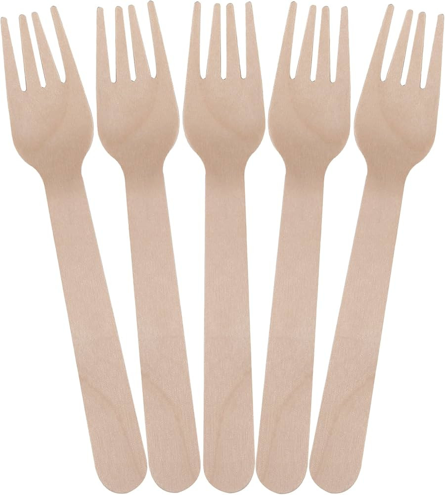 LotFancy Disposable Forks, 100 Pcs Wooden Forks, 6.2inch Compostable Biodegradable Eco-friendly F... | Amazon (US)
