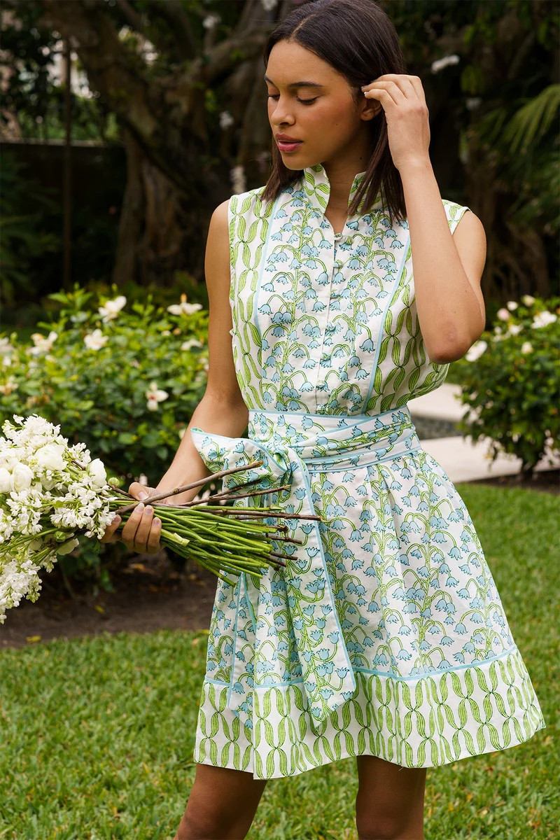 Sleeveless SUE SARTOR Flounce™ Mini | Lake/Celery Lily of the Valley © | SUE SARTOR