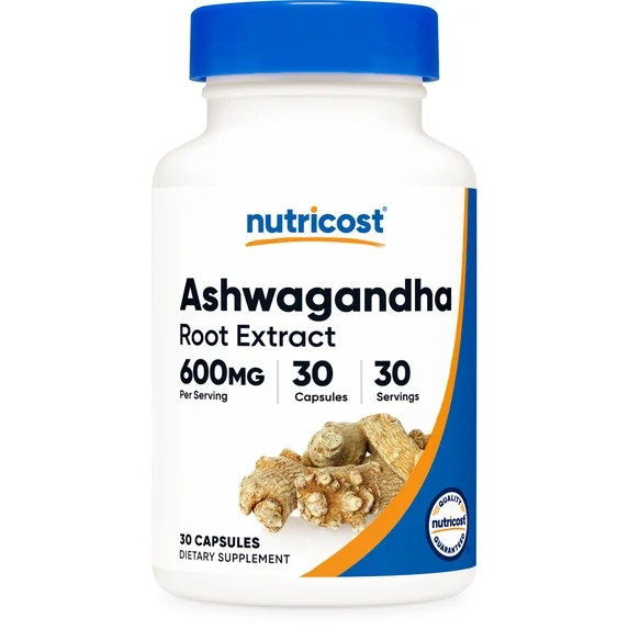 Nutricost Ashwagandha Root Extract Herbal Supplement 600mg, 30 Capsules - Vegetarian, GMO-Free, G... | Walmart (US)