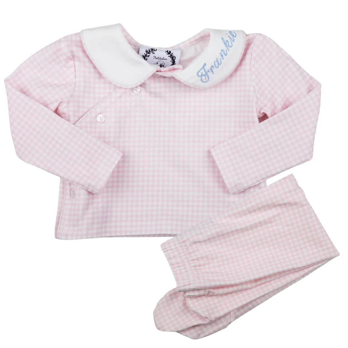 Pink Gingham Long Sleeve Pant Set | The Bella Bean