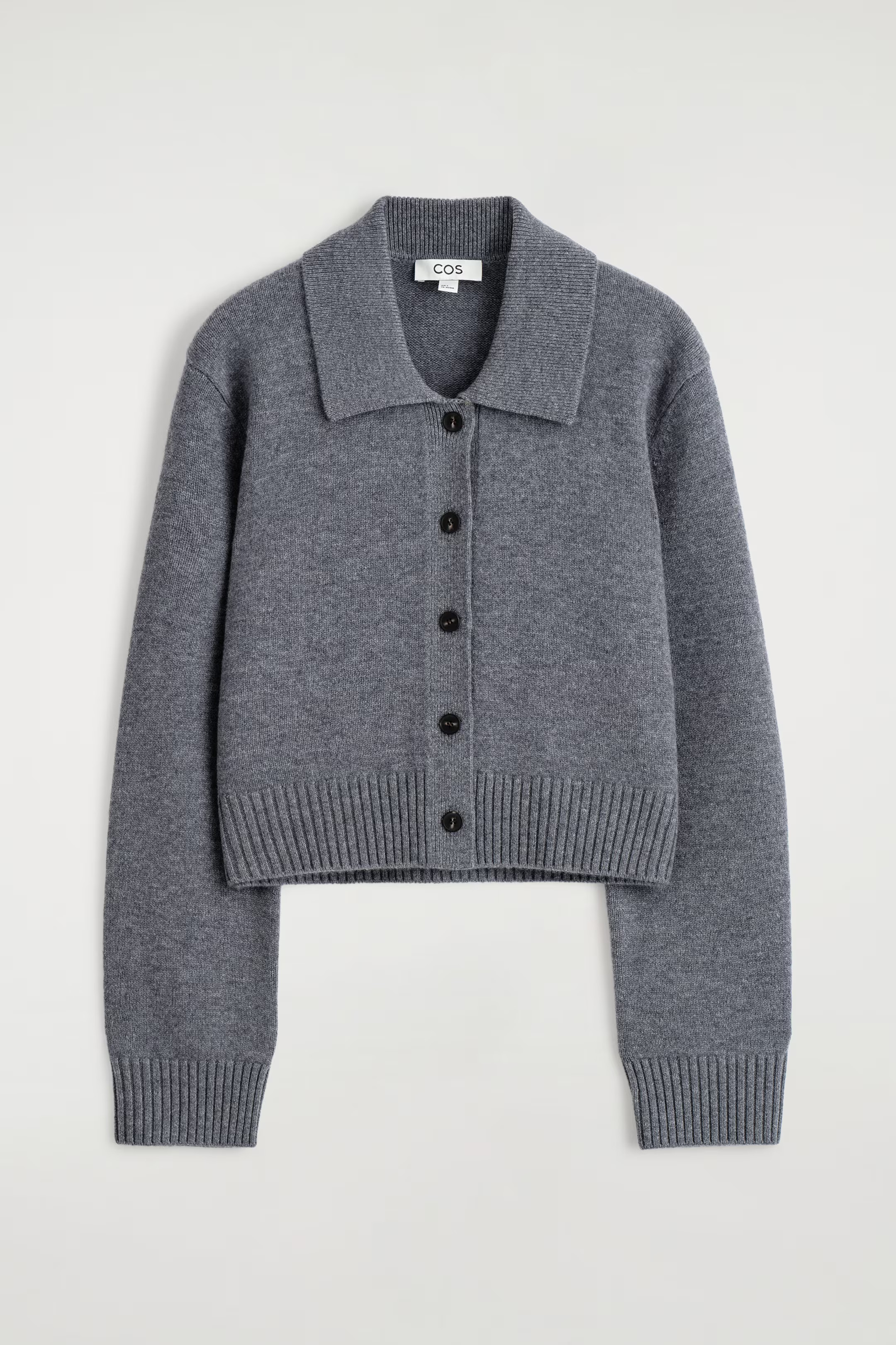 COLLARED MERINO WOOL CARDIGAN - GREY MÉLANGE | COS GB | COS UK