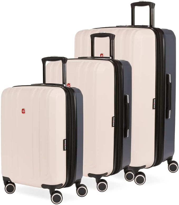 SwissGear Duet Hardside Expandable Luggage with Spinner Wheels, Pink/Dark Grey, 3-Piece Set (19/2... | Amazon (US)