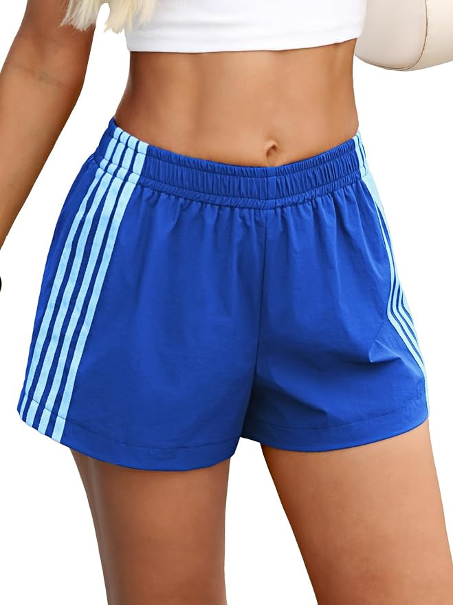 ELLEVEN Women’s Athletic Baggy Track Shorts, Elastic Waist Mini Striped Sport Short Y2k Gym Soc... | Amazon (US)
