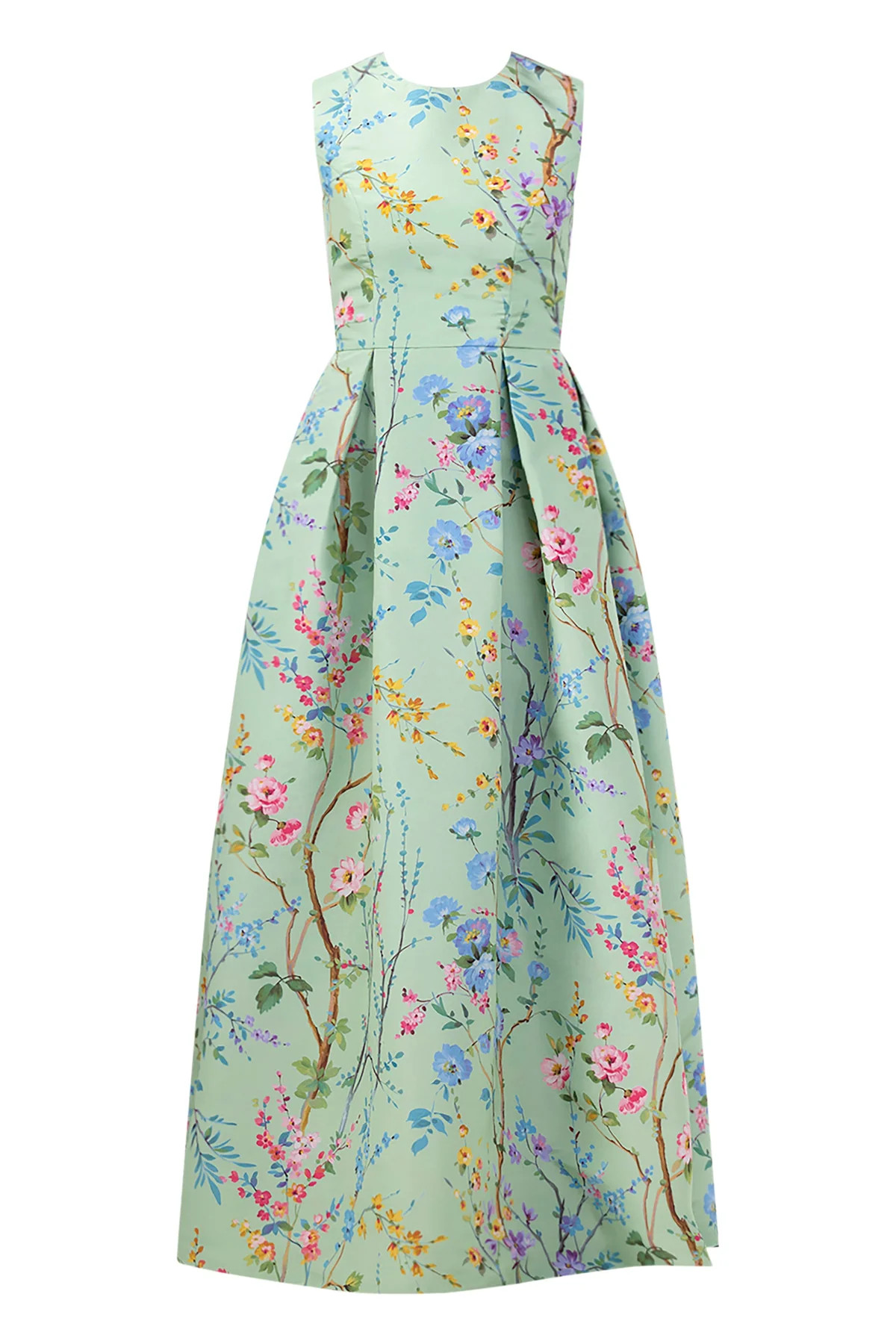 Grace Garden Reverie Silk Faille Ball Gown in Celadon Floral | Over The Moon