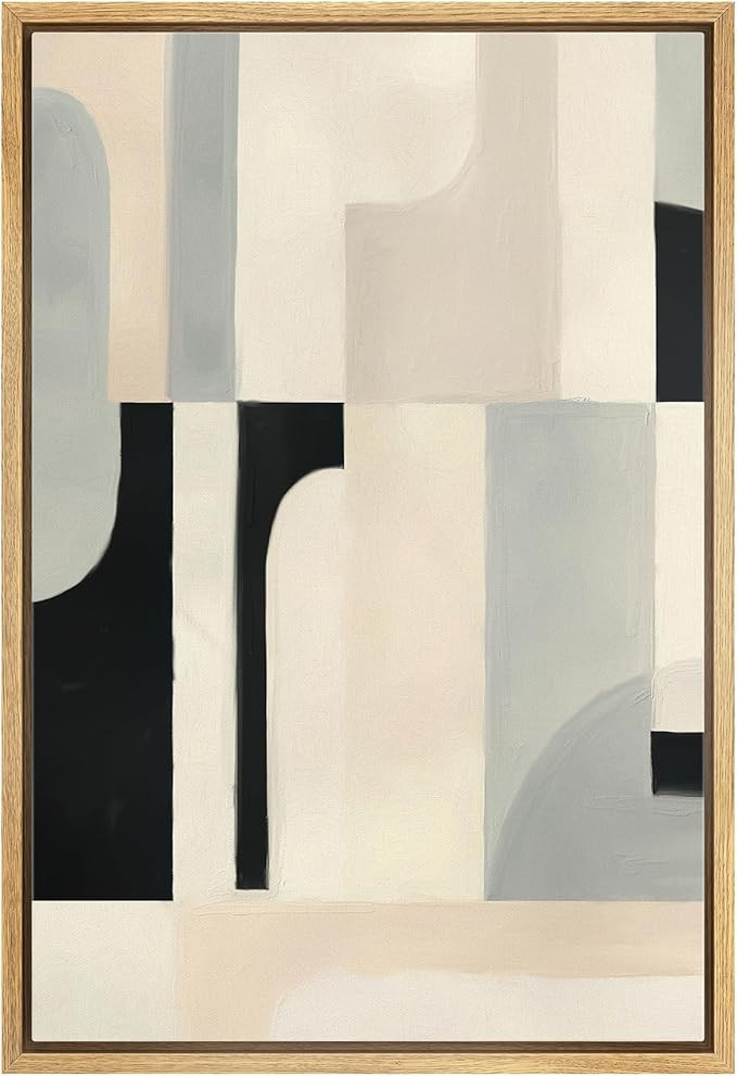 MUDECOR Framed Canvas Print Wall Art Neutral Modern Arch and Block Minimalist Geometric Shape Ill... | Amazon (US)