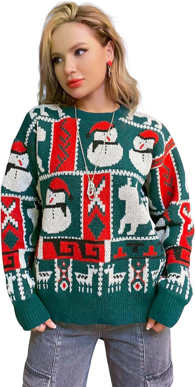 Fashionme Women Ugly Christmas Sweater Pullover Holiday Soft Lightweight Warm Crewneck Chunky Swe... | Amazon (US)
