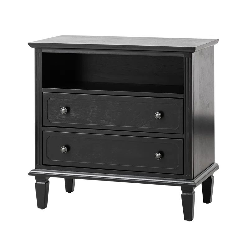 Amberlyn 2-Drawer Nightstand with Built-In Outlets and Solid Wood Legs | Wayfair North America