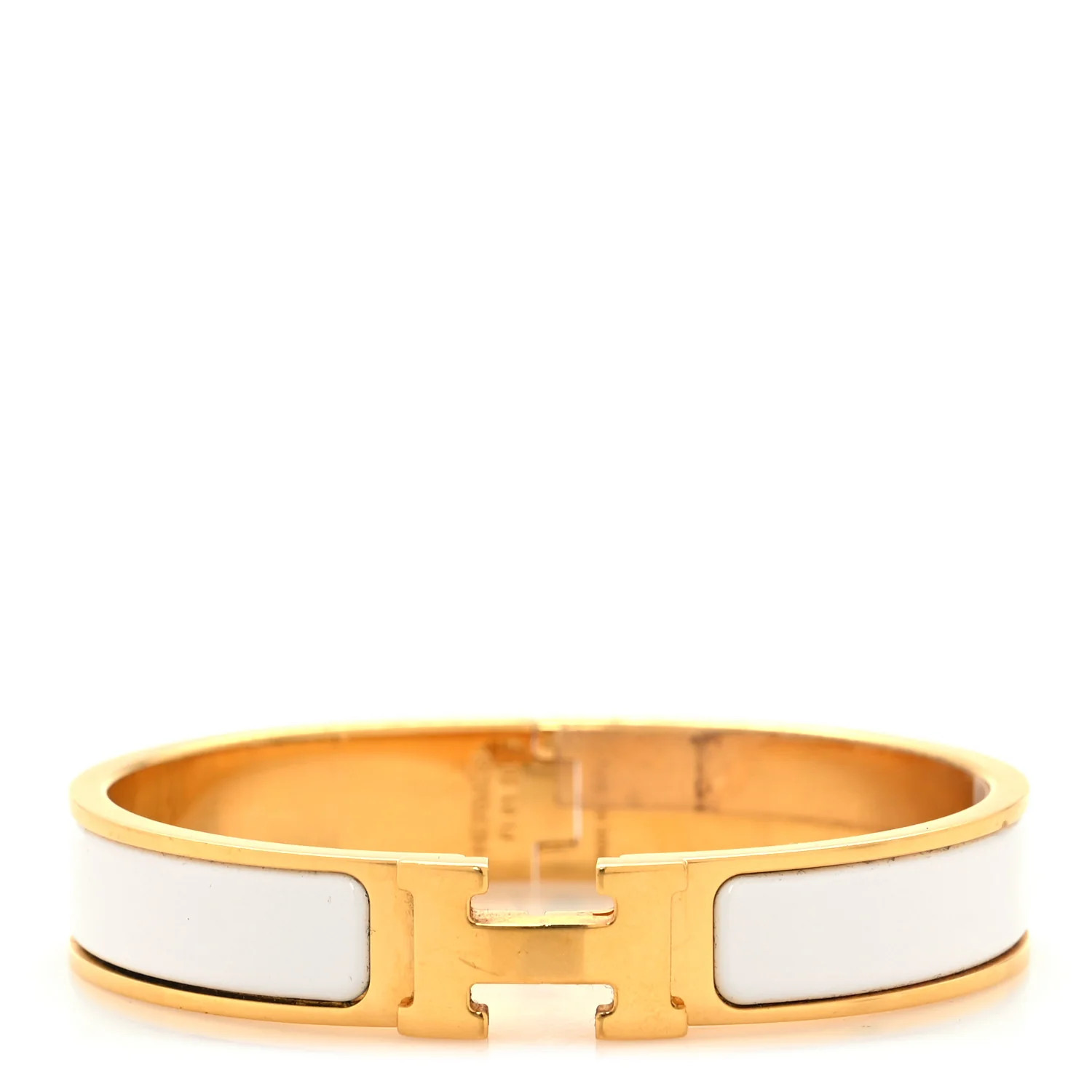 Enamel Narrow Clic Clac H Bracelet GM White | FASHIONPHILE (US)