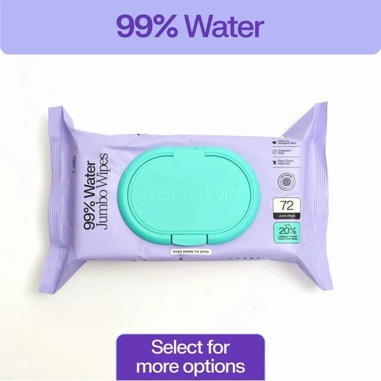 Freestyle Soft Jumbo Baby Wipes for Sensitive Skin, Unscented, 1 Flip-Top Pack, 72 Count | Walmart (US)