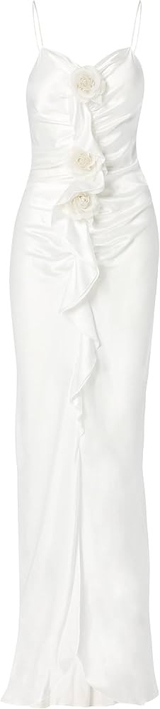 Amazon.com: Rodarte, Off-White Ruched Gown with Ruffle Detail and Silk Roses, 6, White : Luxury S... | Amazon (US)