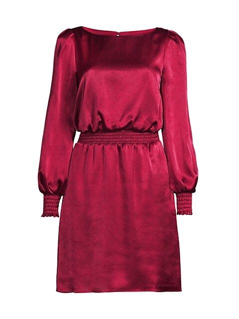 Satin Puff-Sleeve Smocked Dress | Saks Fifth Avenue