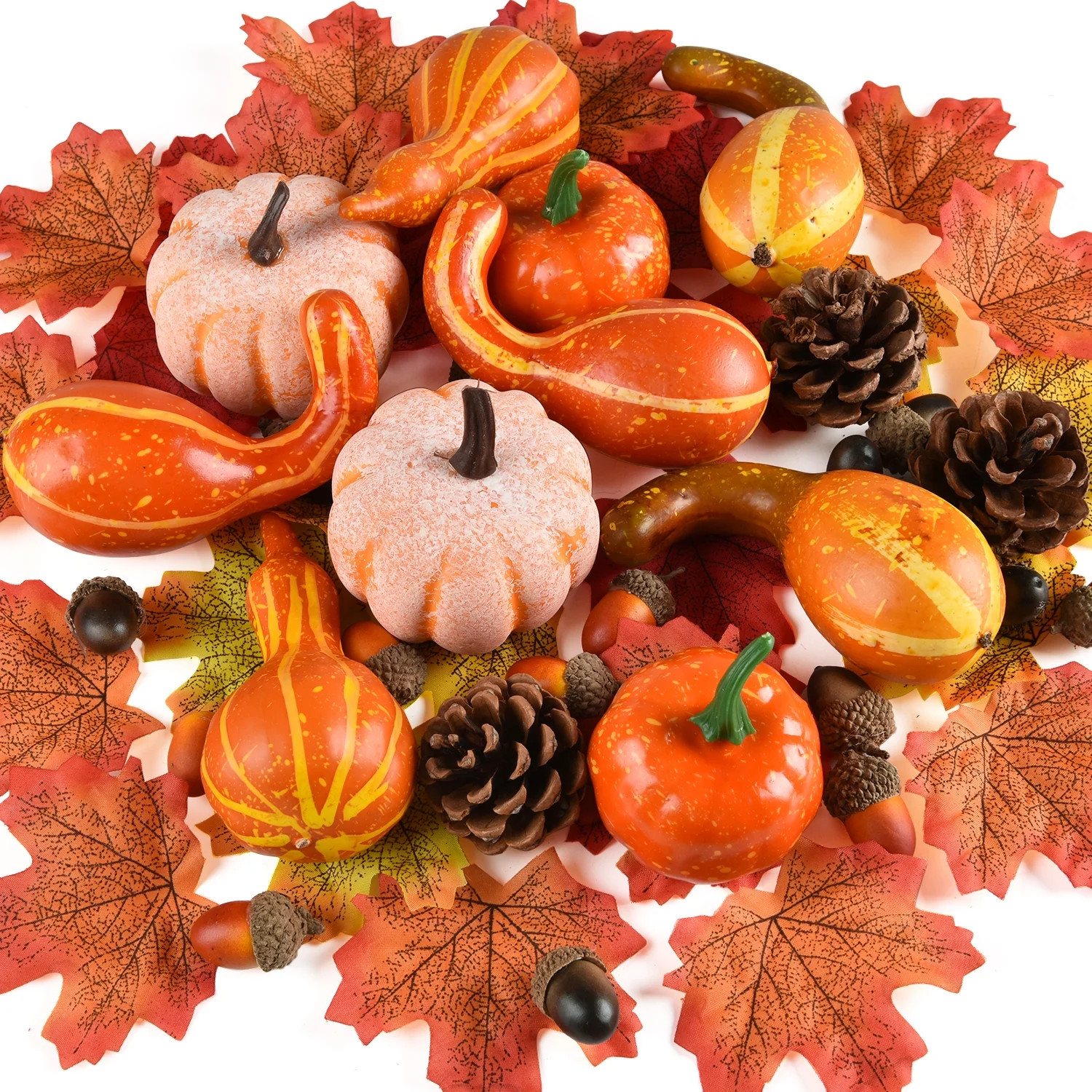 Artiflr 166 Pcs Artificial Pumpkins and Gourds,Assorted Lifelike Fall Fruits for DIY Craft Thanks... | Walmart (US)