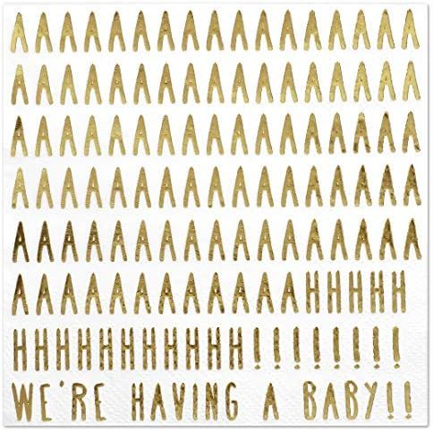 Andaz Press We're Having a Baby! Funny Quotes Cocktail Napkins, Gold Foil, Bulk 50-Pack Count 3-Ply  | Amazon (US)