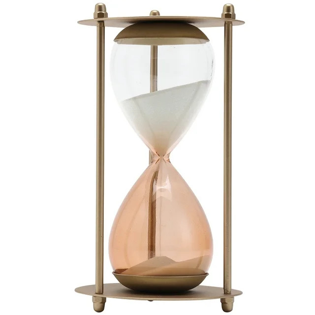 Home Decor Collection 7" Gold Metal and Glass Decorative Tabletop Hour Glass | Walmart (US)