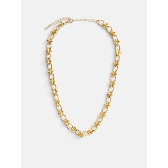 Free Assembly Women's Demi Fine 14K Gold Plated Herringbone Layered Necklace Set, 15" + 2" Extend... | Walmart (US)