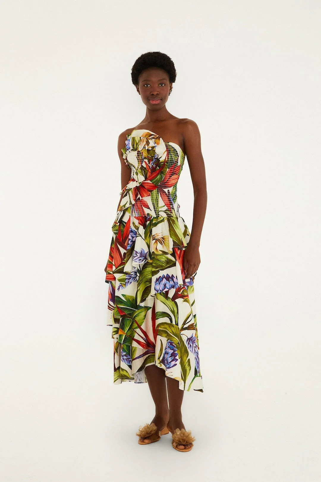 Sand Florart Strapless Maxi Dress, FLORART SAND / S | FarmRio (US)