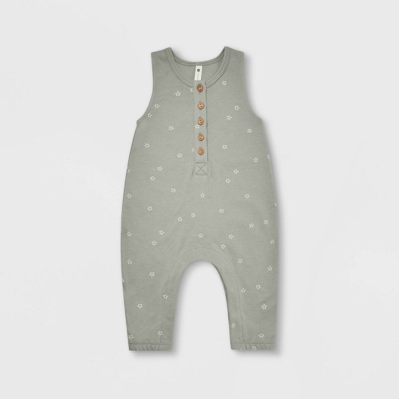 Q by Quincy Mae Baby Brushed Jersey Jumpsuit - Slate Stars | Target