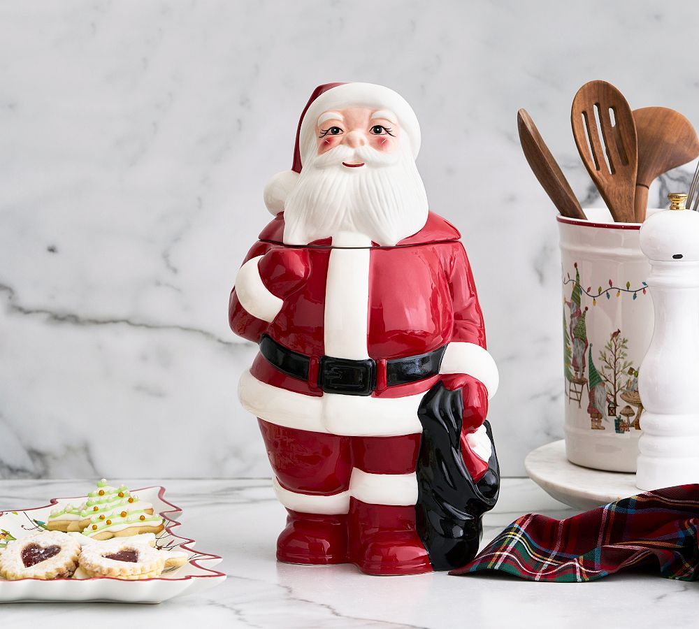 Santa Claus Shaped Handcrafted Cookie Jar | Pottery Barn (US)