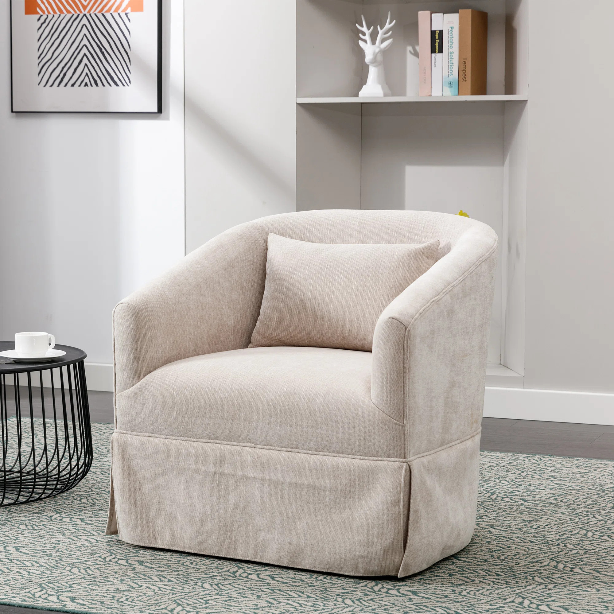360° Swivel Accent Armchair with Plump Pillow Upholstered Comfy Sofa Chair | Wayfair North America