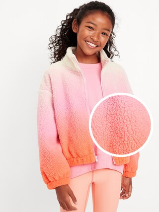 Printed Mock-Neck Sherpa Full-Zip Jacket for Girls | Old Navy (US)