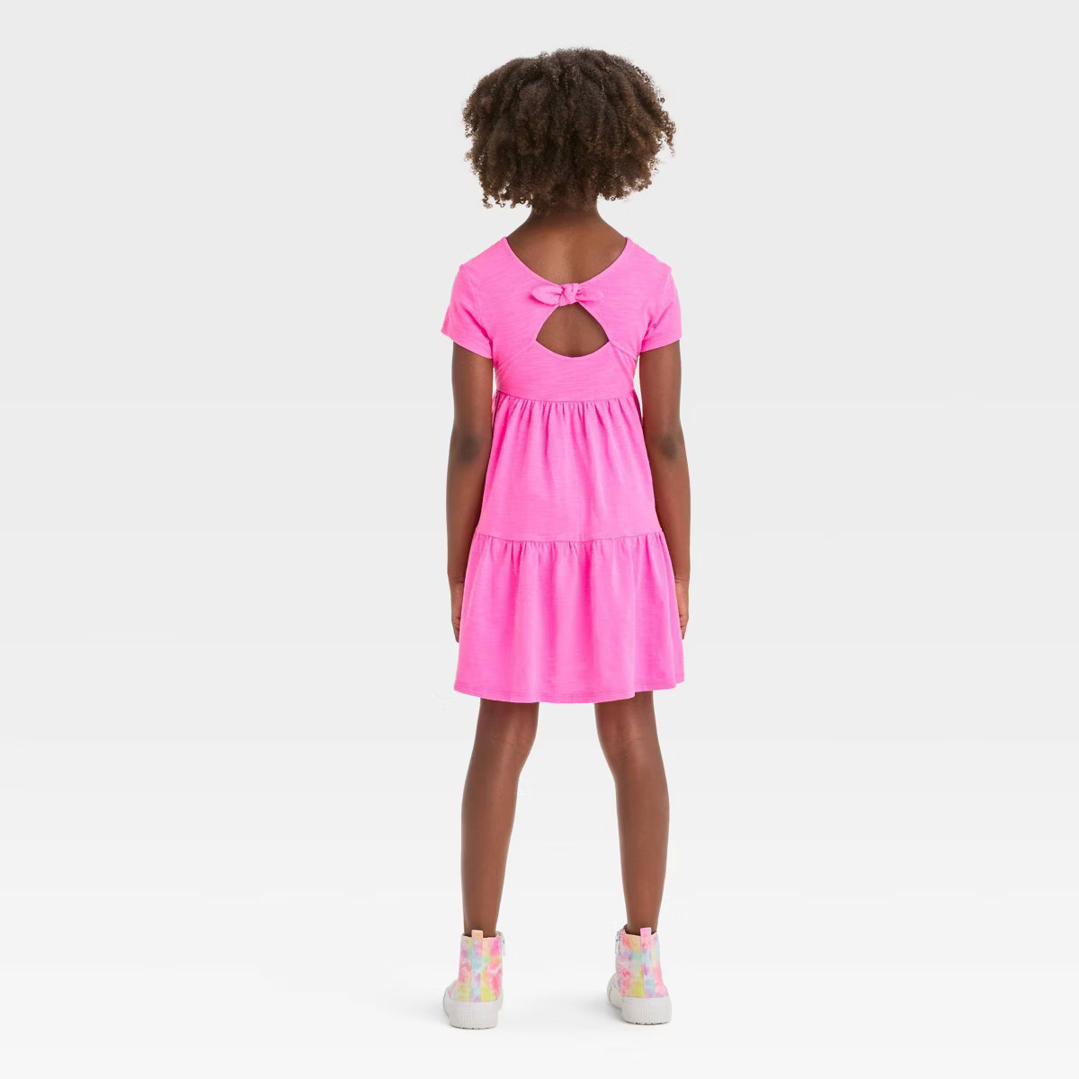 Girls' Short Sleeve Open Back Tiered Knit Dress - Cat & Jack™ | Target