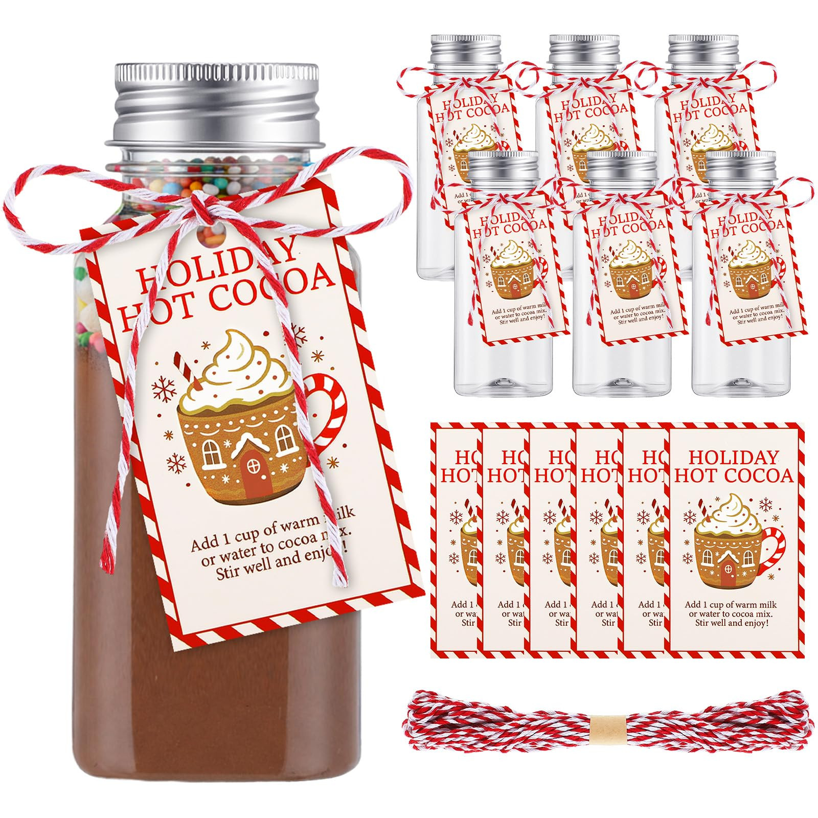 Vesici 6 Sets Hot Chocolate Bar Supplies 8.5 oz Plastic Hot Chocolate Jars with Metal Lid Labels ... | Amazon (US)