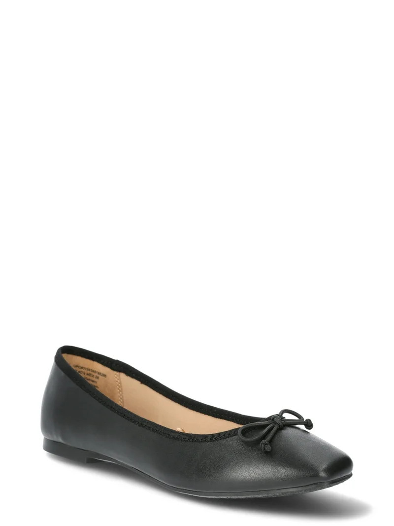 Time and Tru Women's Faux Leather Ballet Flats | Walmart (US)
