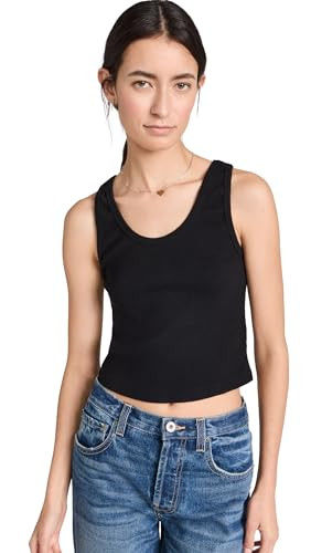 perfectwhitetee Women's Blondie Structured Rib Bra Friendly Tank, True Black, L | Amazon (US)