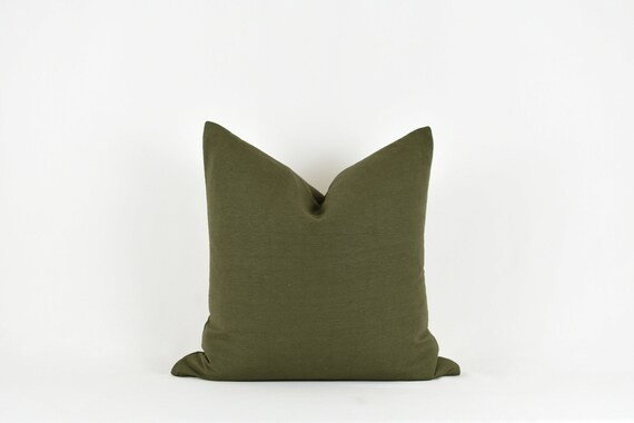Juliet Olive  Woven Cotton Olive Pillow Cover | Etsy | Etsy (US)