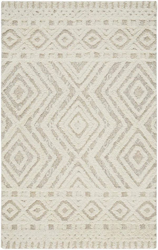 Feizy Anica Moroccan Wool Tufted Diamonds Rug - Ivory & Tan - Available in 6 Sizes | Alchemy Fine Home