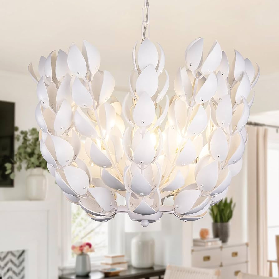 Wellmet Boho Chandelier for Dining Room, White Coconut Shell Small Chandeliers Hanging Ceiling Li... | Amazon (US)
