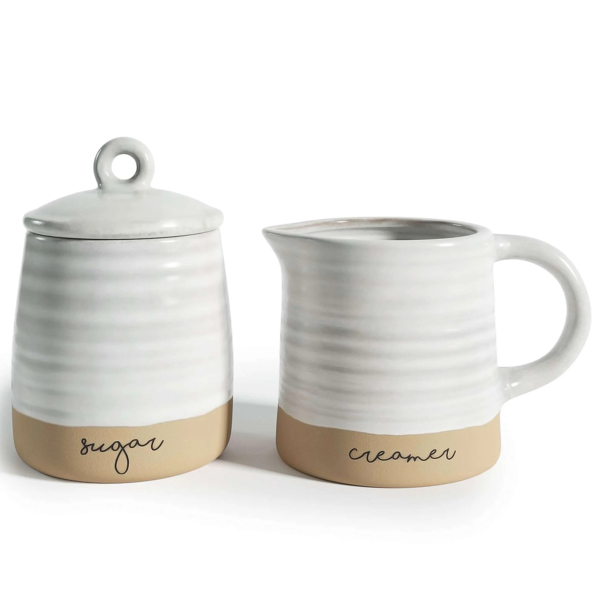 Barnyard Designs Ceramic Stoneware Sugar Creamer Set, 11oz Creamer Pitcher and Sugar Bowl with Li... | Walmart (US)