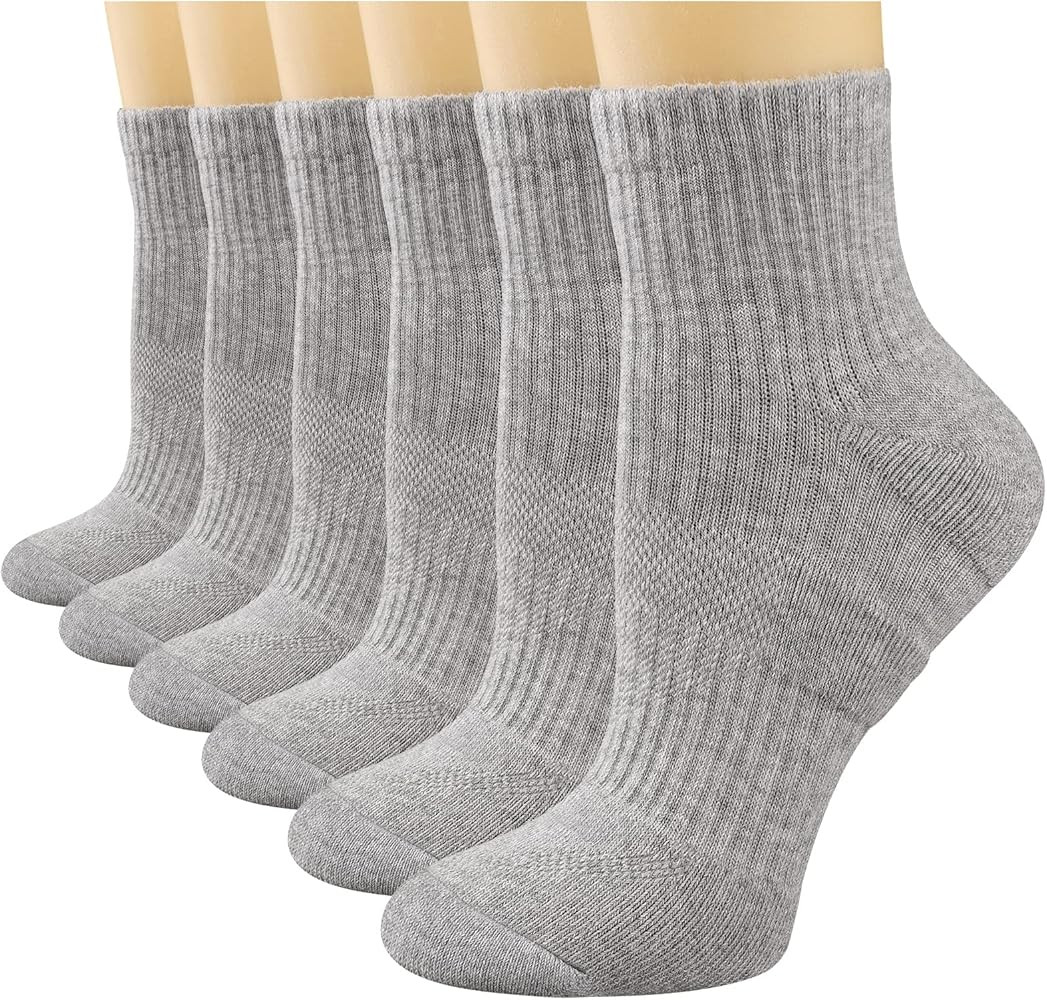 COOPLUS Womens Ankle Socks Athletic Running Cotton Quarter Socks for Women 6 Pairs | Amazon (US)