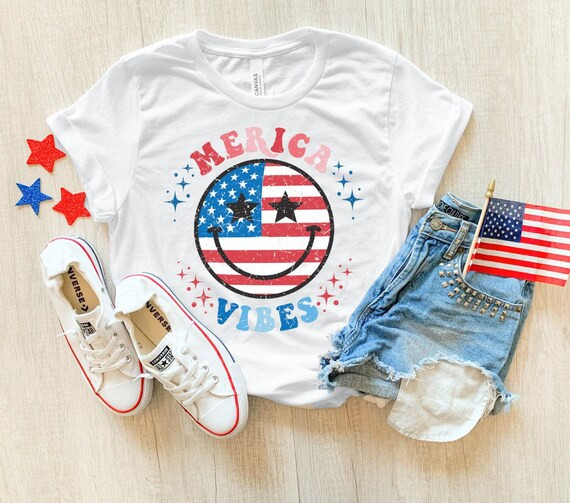 America Vibes Tee  USA Shirt  Cute 4th of July Tee  | Etsy | Etsy (US)