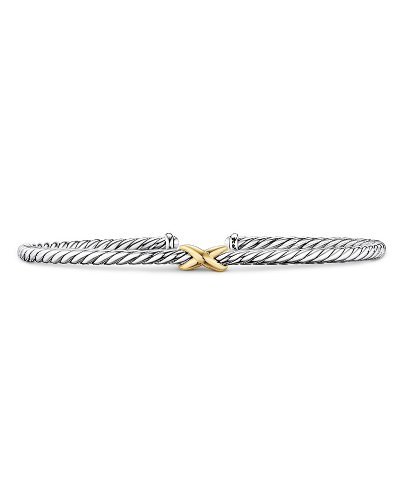 Micro Cable Flex Petite X Bracelet in Sterling Silver with 14K Yellow Gold, 2.6mm | Bloomingdale's (US)
