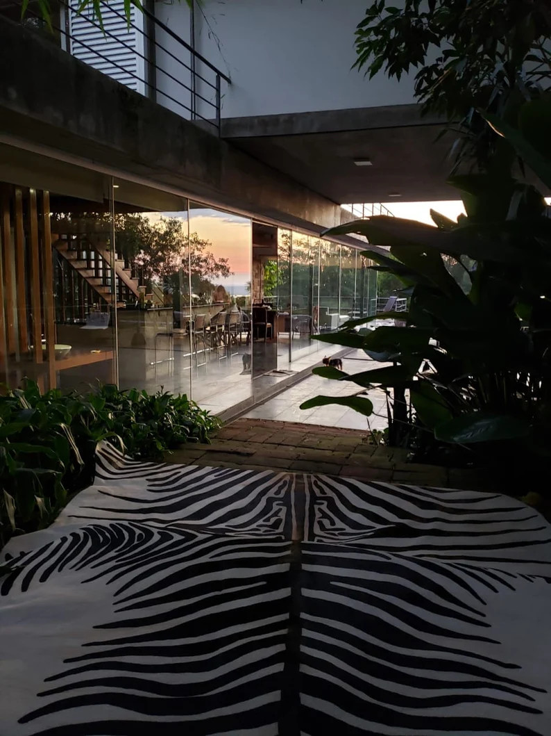 ZEBRA XL Cowhide Stenciled Rug Handmade Amazing Peau De ZEBRE - Etsy | Etsy (US)