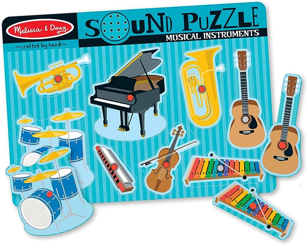 Melissa & Doug Musical Instruments Sound Puzzle - Wooden Peg Puzzle (8 pcs) - Wooden Peg Chunky B... | Amazon (US)