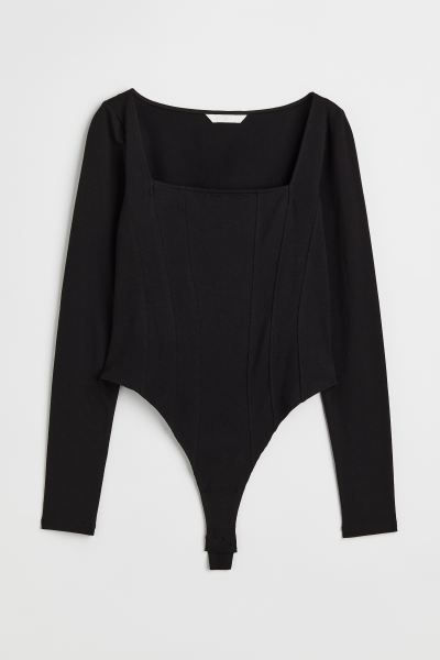 Long-sleeved body - Schwarz - Ladies | H&M AT | H&M (DE, AT, CH, DK, NL, NO, FI)