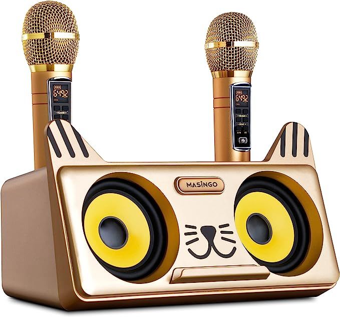 Amazon.com: MASINGO 2023 Portable Karaoke Machine for Kids with 2 UHF Wireless Microphones, Bluet... | Amazon (US)