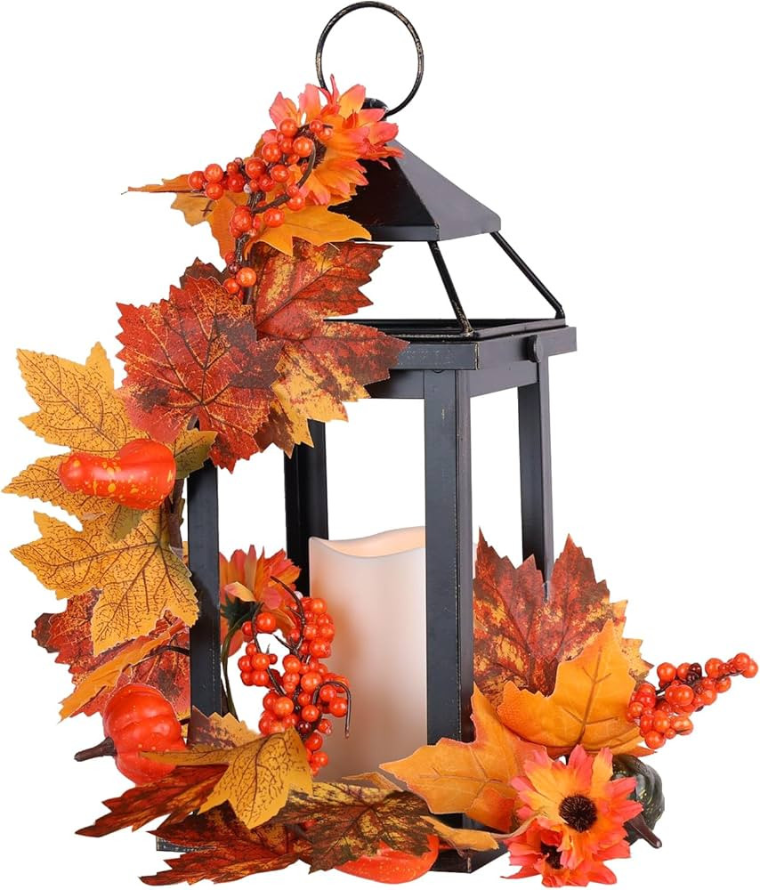 Fall Decorations for Home, DECORKEY LED Candle Lantern Decorative Indoor & Outdoor, 14" Vintage H... | Amazon (US)