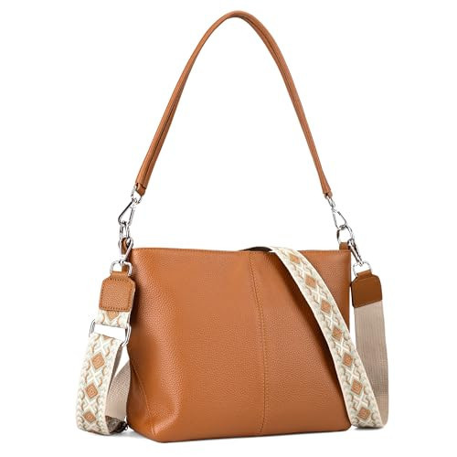 befen Genuine Leather Purse for Women, Soft Leather Crossbody Hobo Bag Women's Shoulder bag Handbags with 2 Removable Straps Designer Cross Body Purses for Everyday & Travel & Work, Brown | Amazon (US)