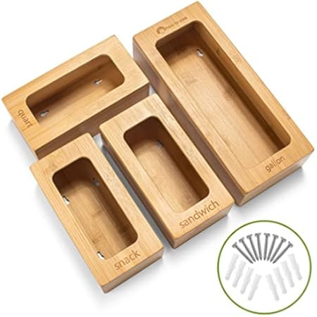 Ziplock Bag Storage Organizer, Storage Bag Organizer, 4 Separate Baggie Organizer, Ziplock Bag St... | Amazon (US)