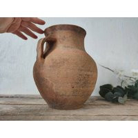 Old Clay Vase. Wabi Sabi Rare Dusty Gray Pottery Pot With Handle. Farm House Rustic Decor | Etsy (US)