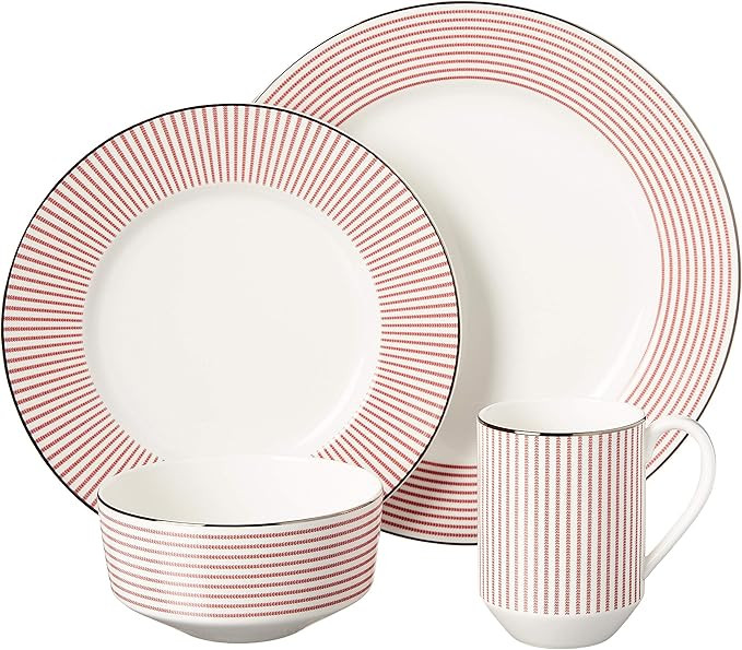 Kate Spade Laurel Street Red 4-Piece Place Setting | Amazon (US)