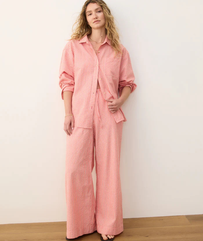 Seersucker Drawstring Wide Leg Pant | Marine Layer
