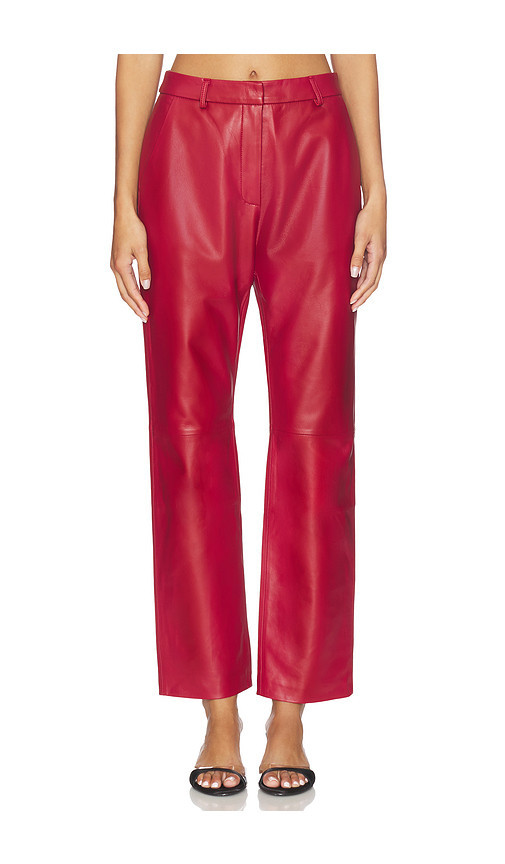 AEXAE Leather Straight Leg Pant in Deep Red. Size M | Revolve Clothing (Global)