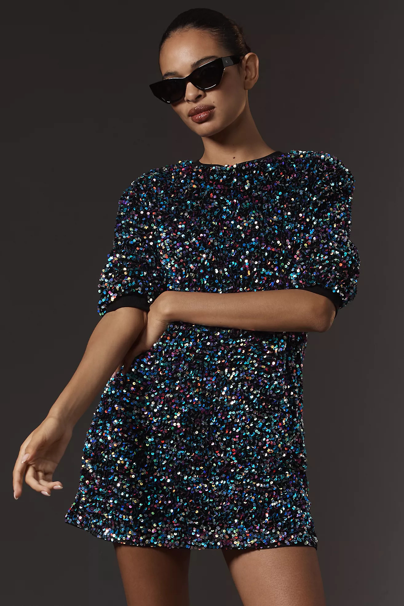 By Anthropologie Velvet Sequin Mini Dress | Anthropologie (US)