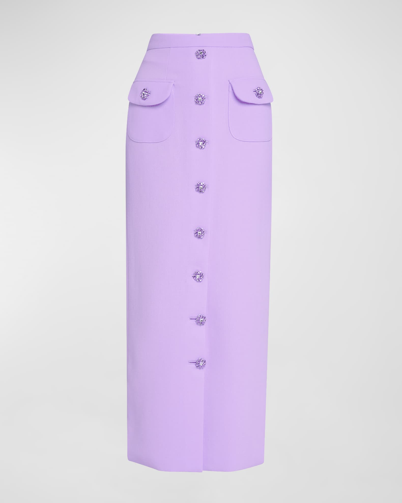 Dakota Wool Crepe Pencil Skirt with Crystal Buttons | Neiman Marcus