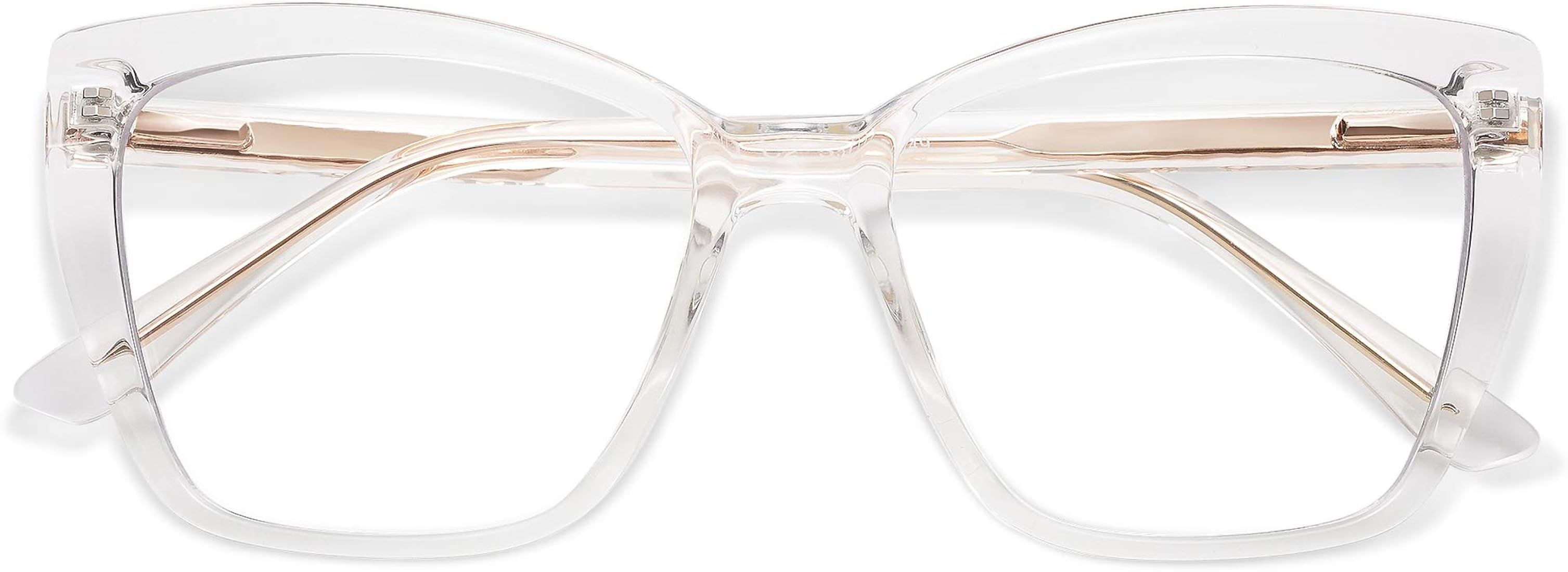 AMOMOMA Trendy TR90 Oversized Blue Light Reading Glasses Women,Stylish Square Cat Eye Glasses AM6031 | Amazon (US)