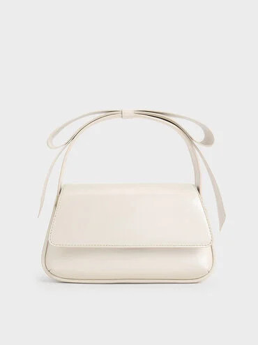 White Leather Bow Top-Handle Bag | CHARLES & KEITH | Charles & Keith EU